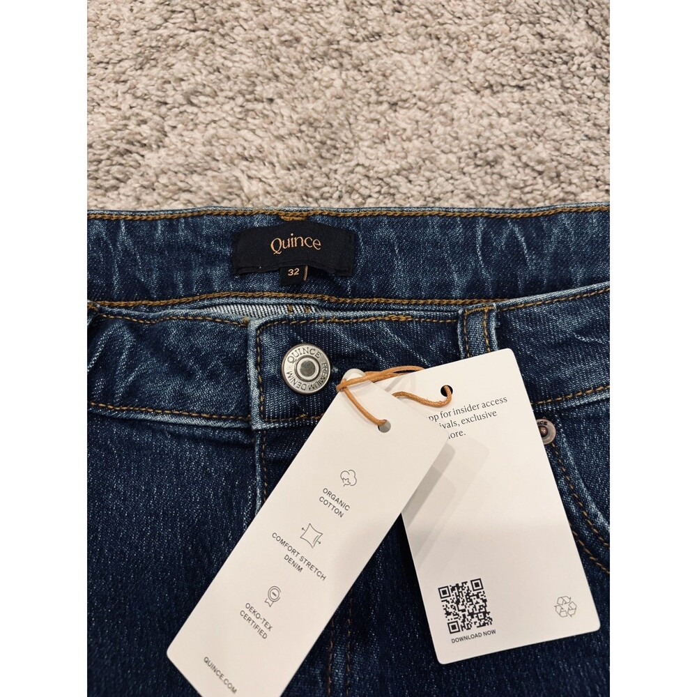 NWT Quince Women’s Bella Stretch Jeans Barrel Obsidian Blue 32 waist 26 inseam - Picture 2 of 8
